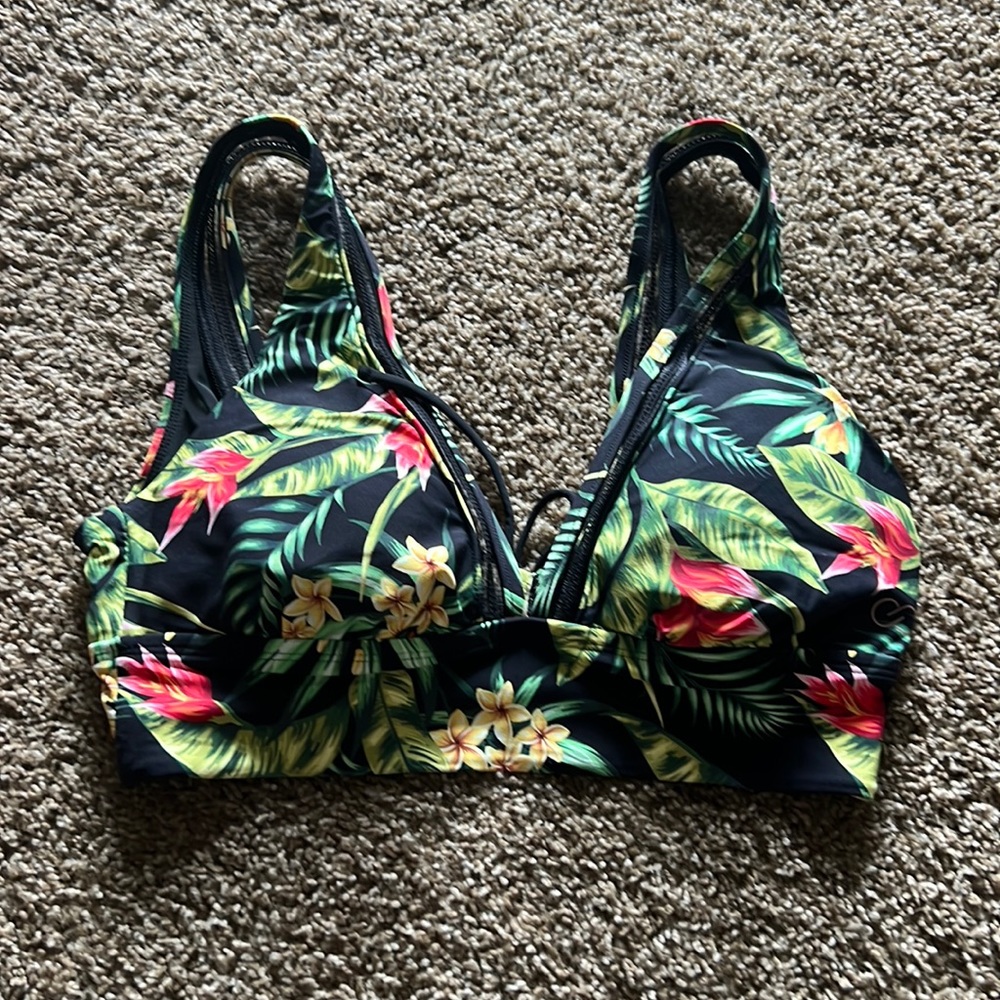 Tropical print Calia swim top.